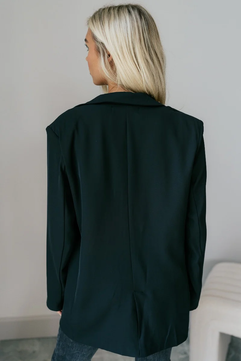 Victoria Black Long Sleeve Tortoise Button Blazer - Image 6