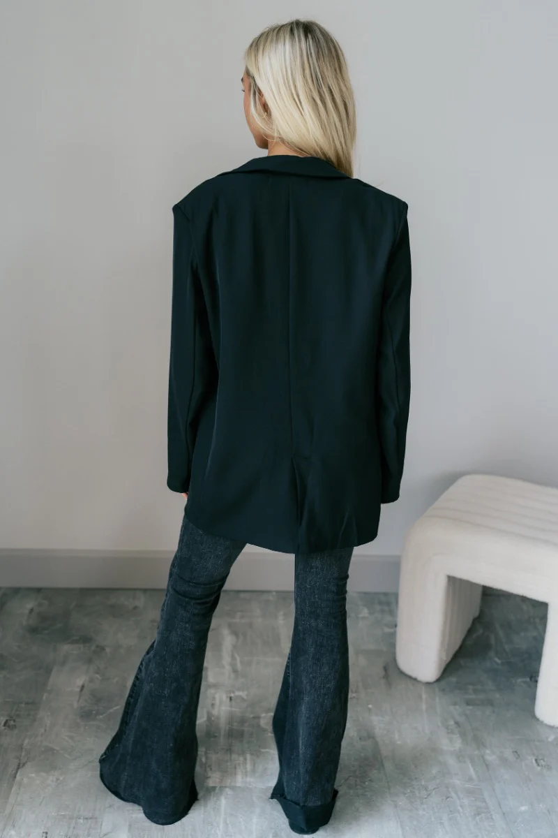 Victoria Black Long Sleeve Tortoise Button Blazer - Image 7