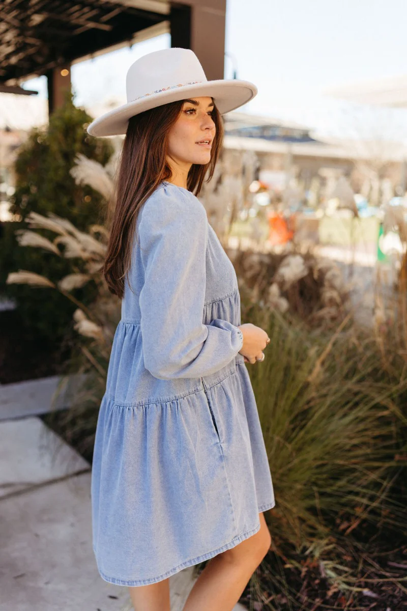 Victoria Denim Babydoll Dress - Image 4