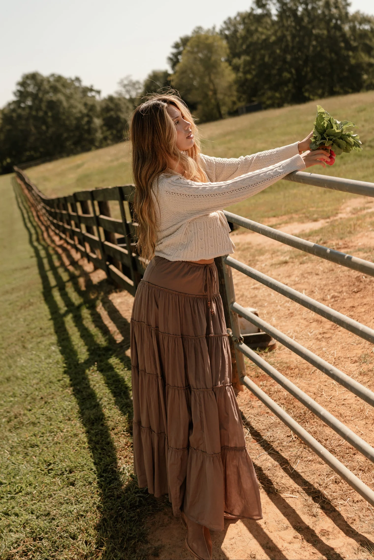 Vittoria Brown Tiered Maxi Skirt