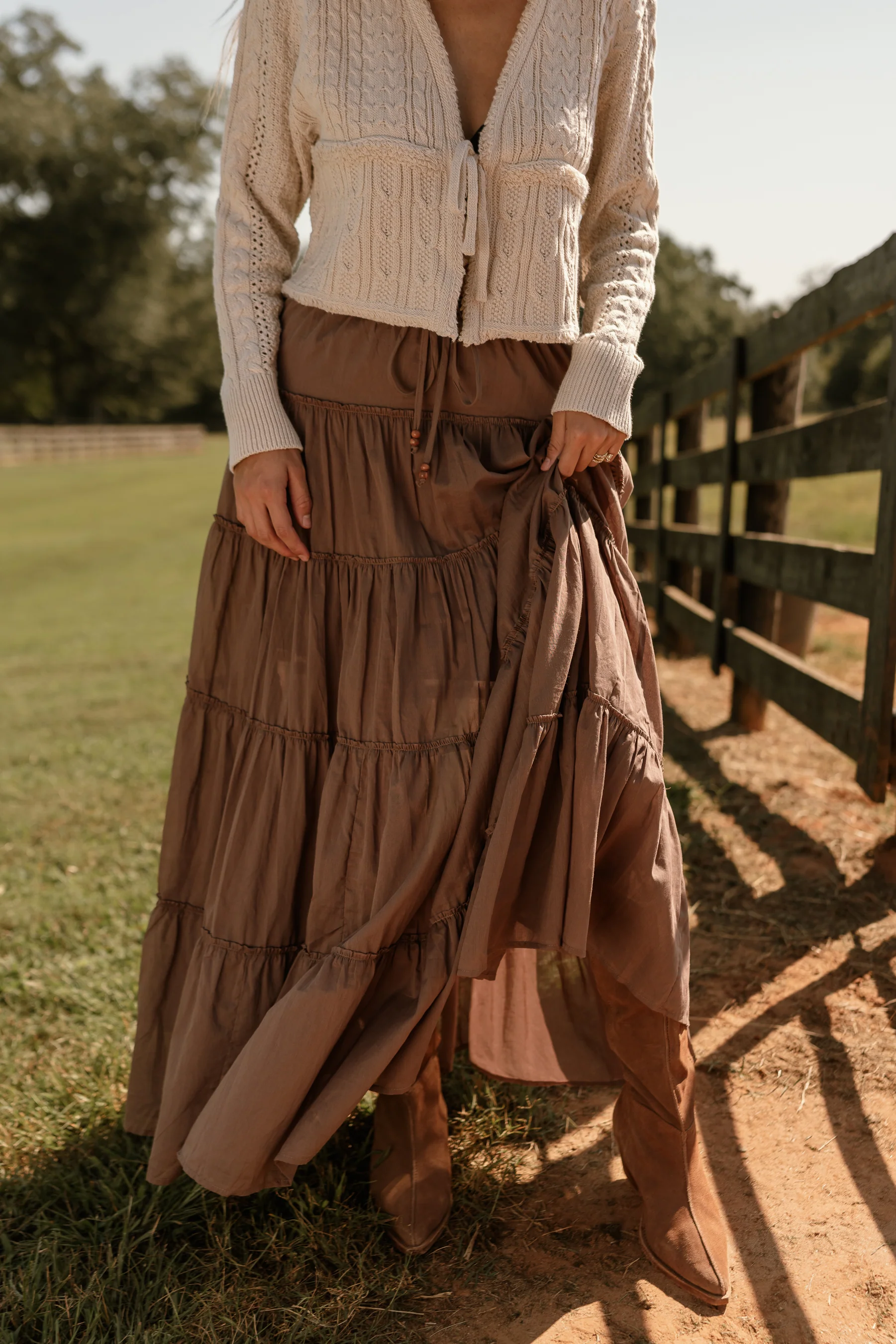 Vittoria Brown Tiered Maxi Skirt - Image 2