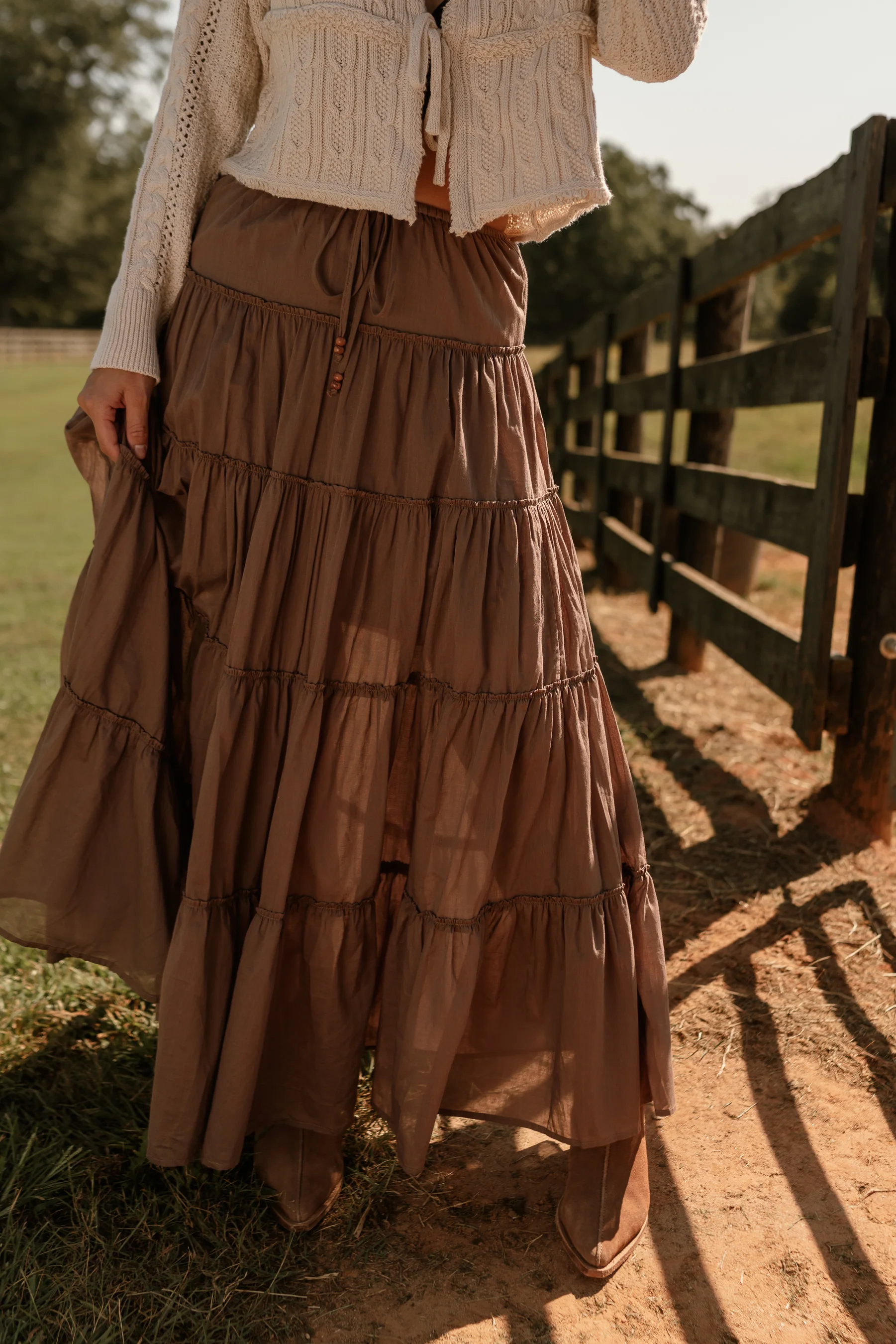 Vittoria Brown Tiered Maxi Skirt - Image 5