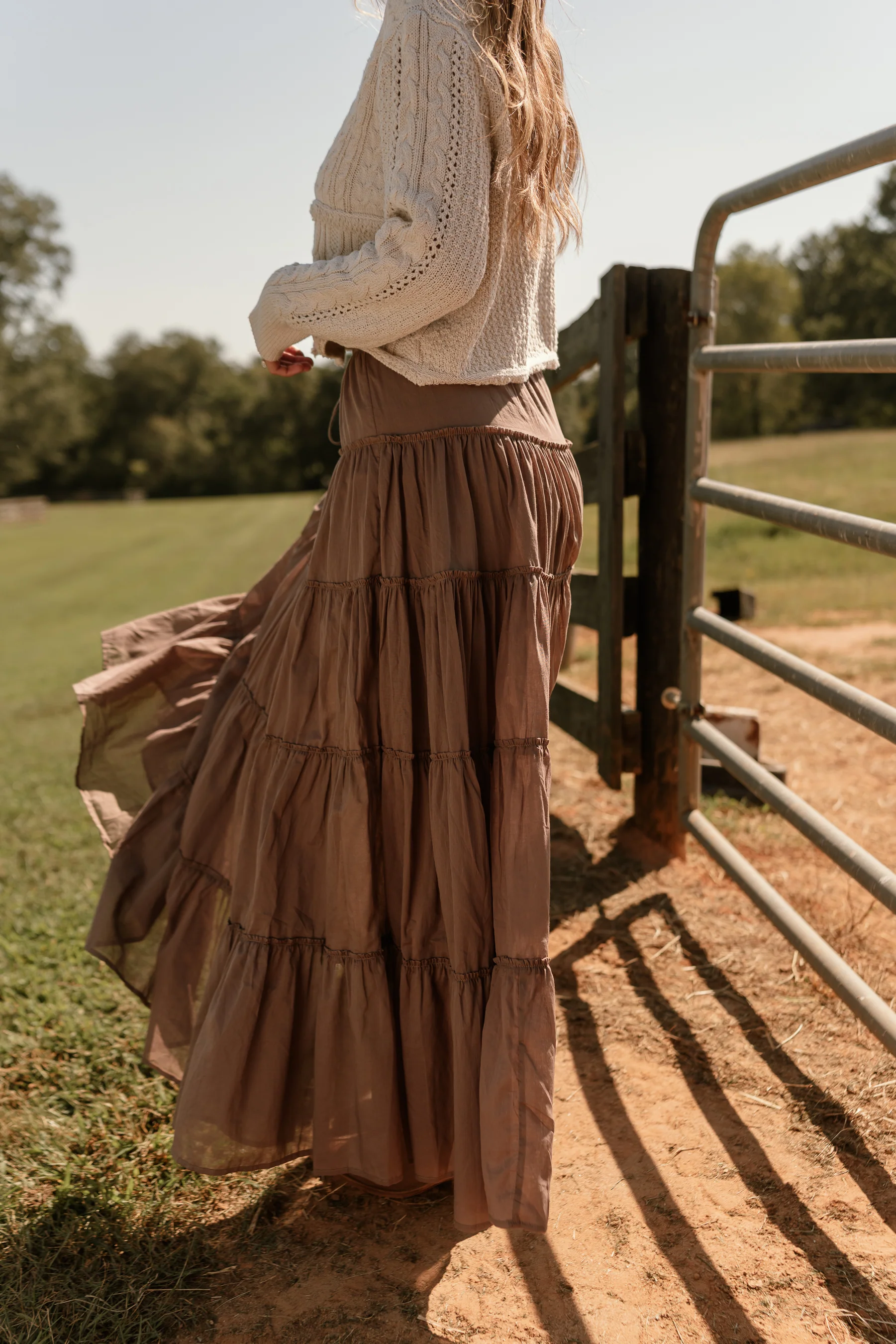 Vittoria Brown Tiered Maxi Skirt - Image 7