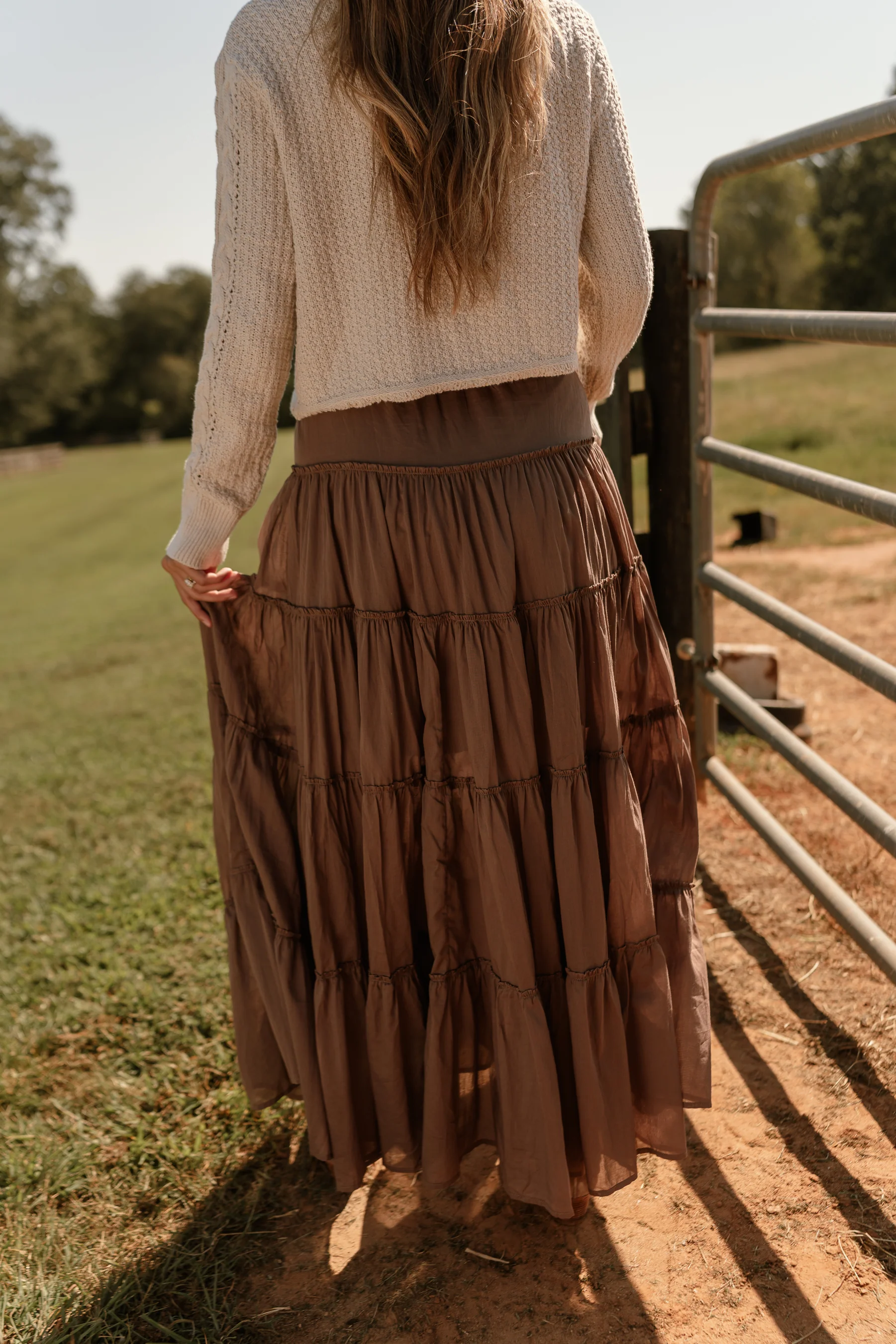 Vittoria Brown Tiered Maxi Skirt - Image 8