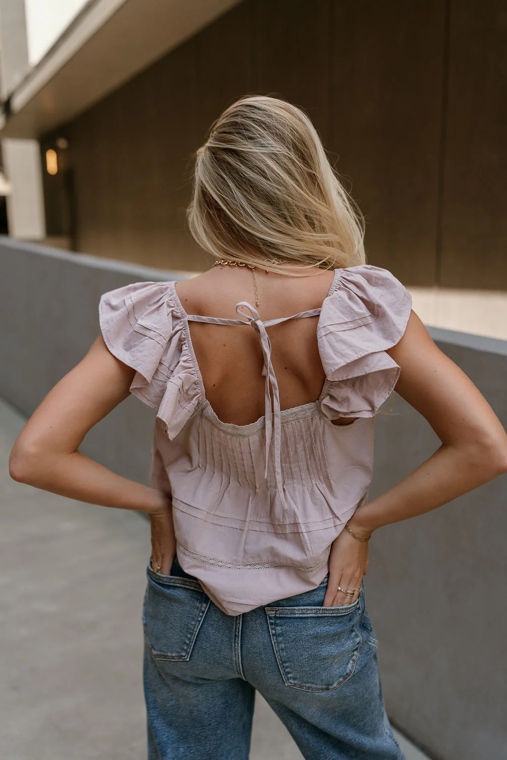 Vivi Dusty Pink Ruffle & Lace Top - Image 6