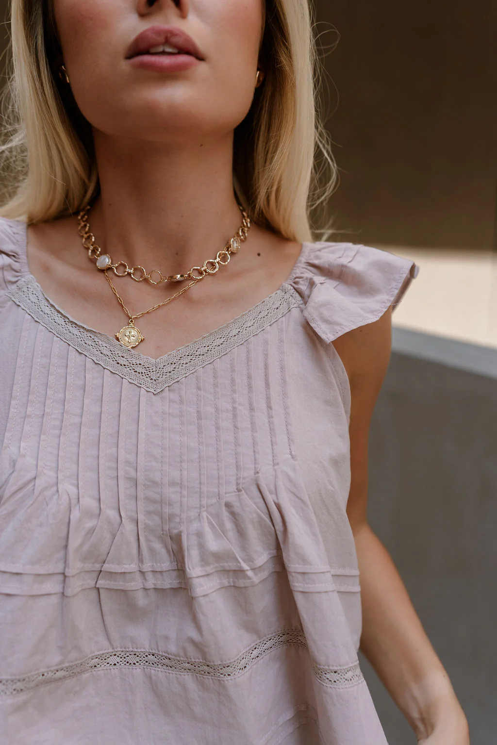 Vivi Dusty Pink Ruffle & Lace Top - Image 8