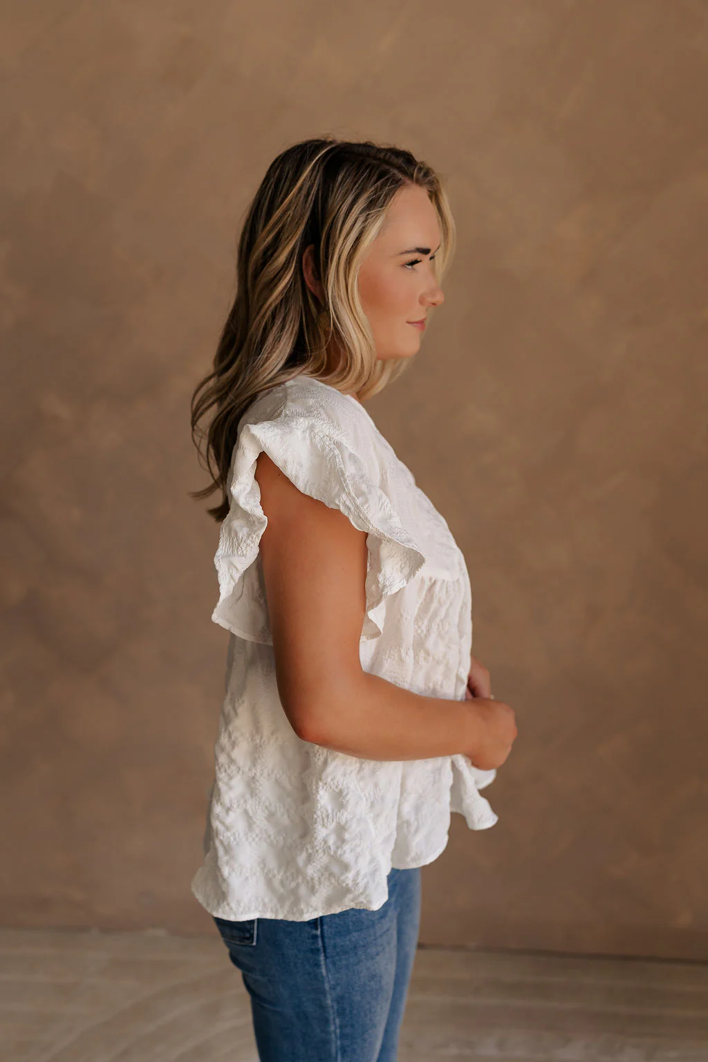 Vivienne White Textured Top - Image 4