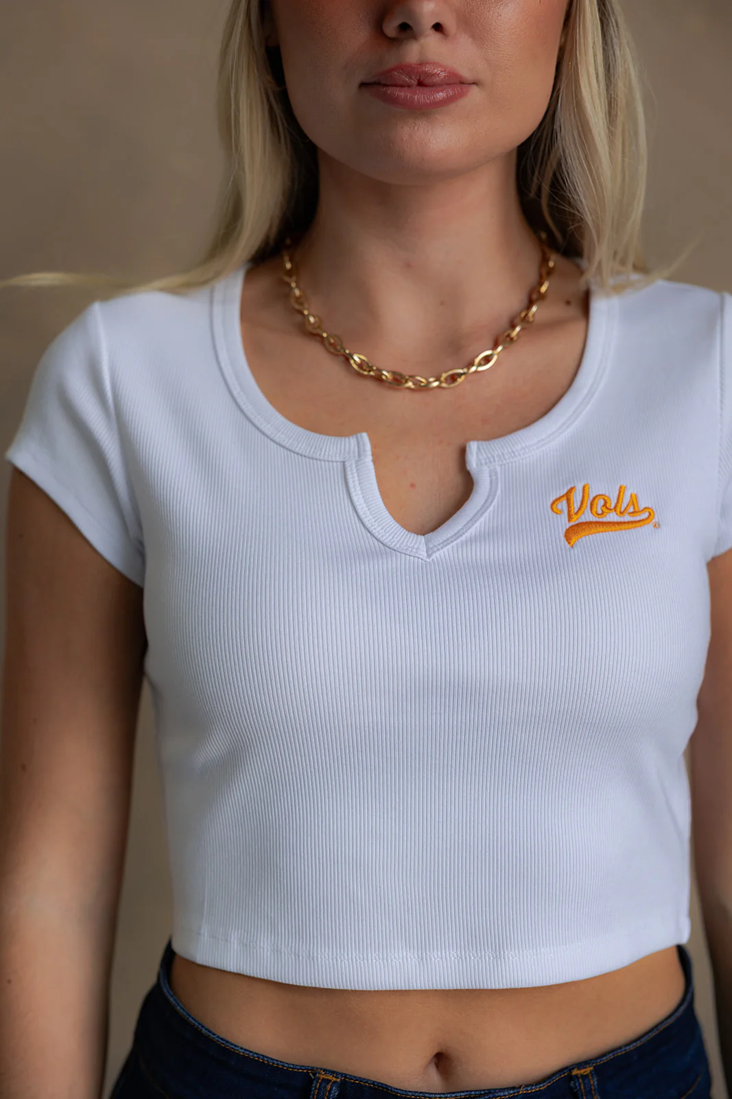 Vols White Cropped Graphic Tee - Image 4