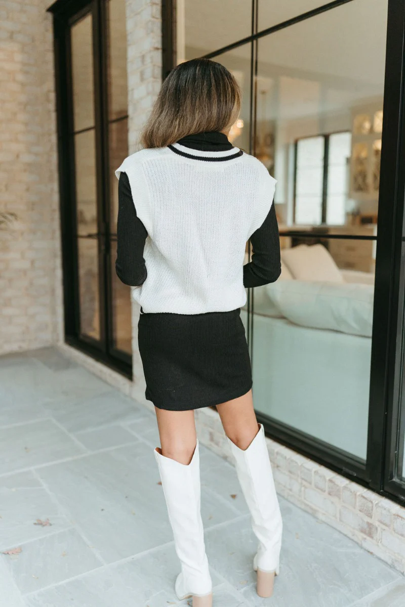 Walk The Line Sweater Vest in White - Image 5