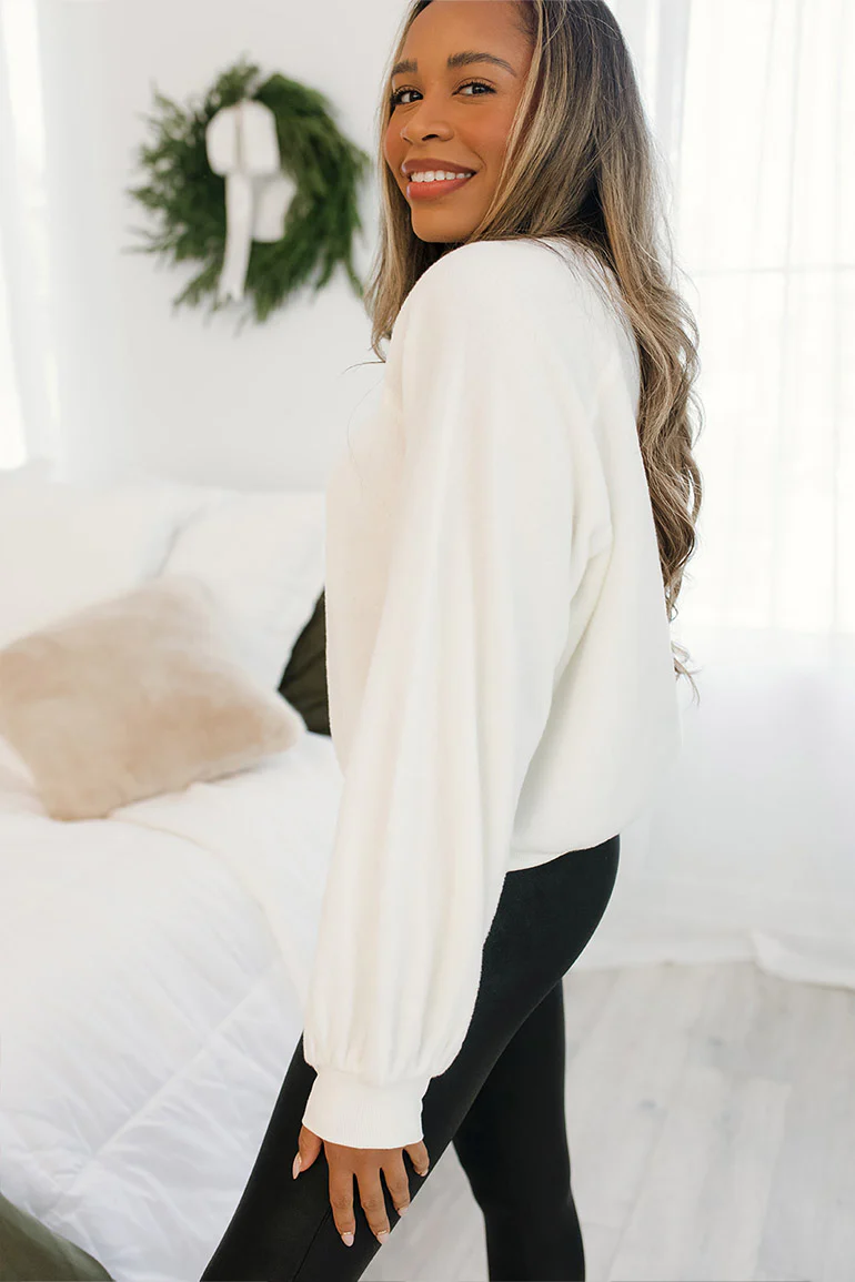 Warm And Fuzzy Pullover in Ivory - Image 4