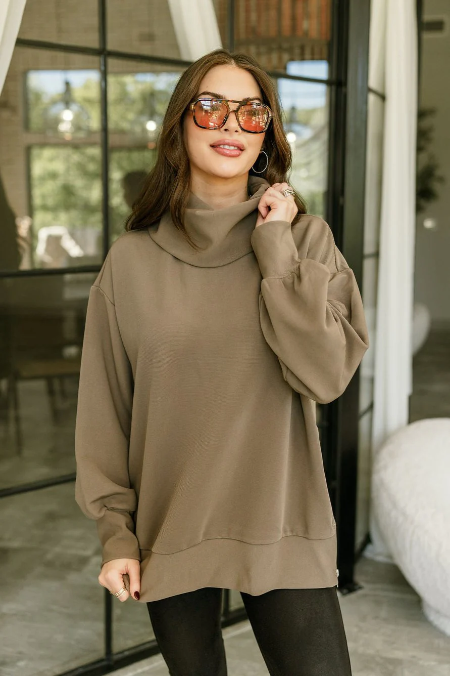 Wendy Mocha High Neck Sweatshirt - Image 3