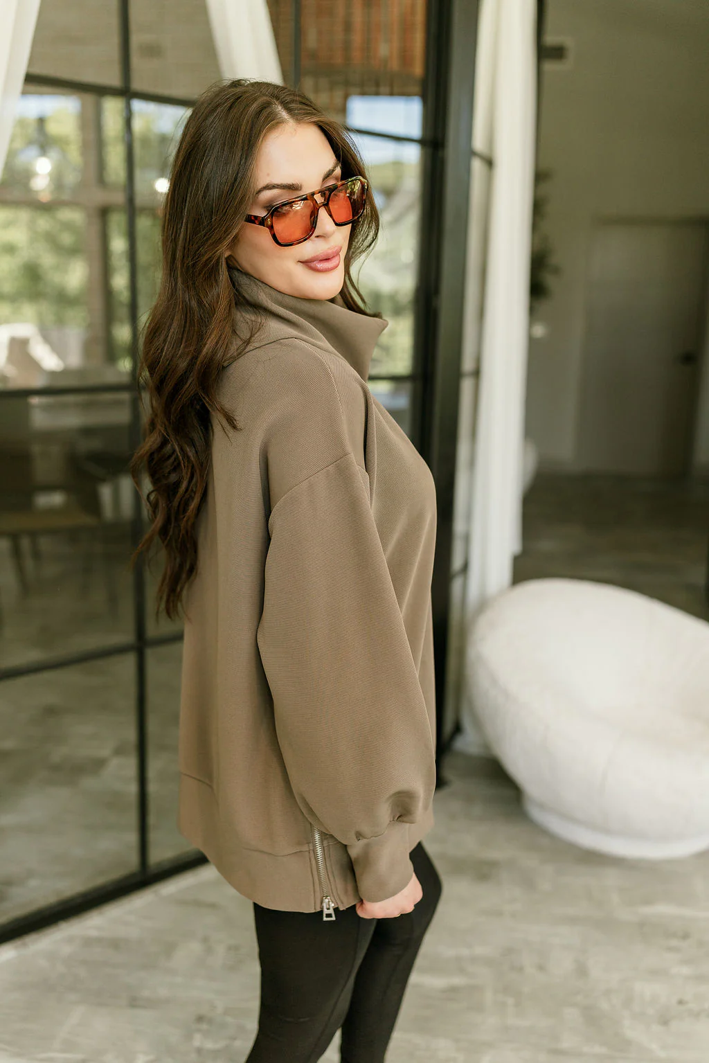 Wendy Mocha High Neck Sweatshirt - Image 4