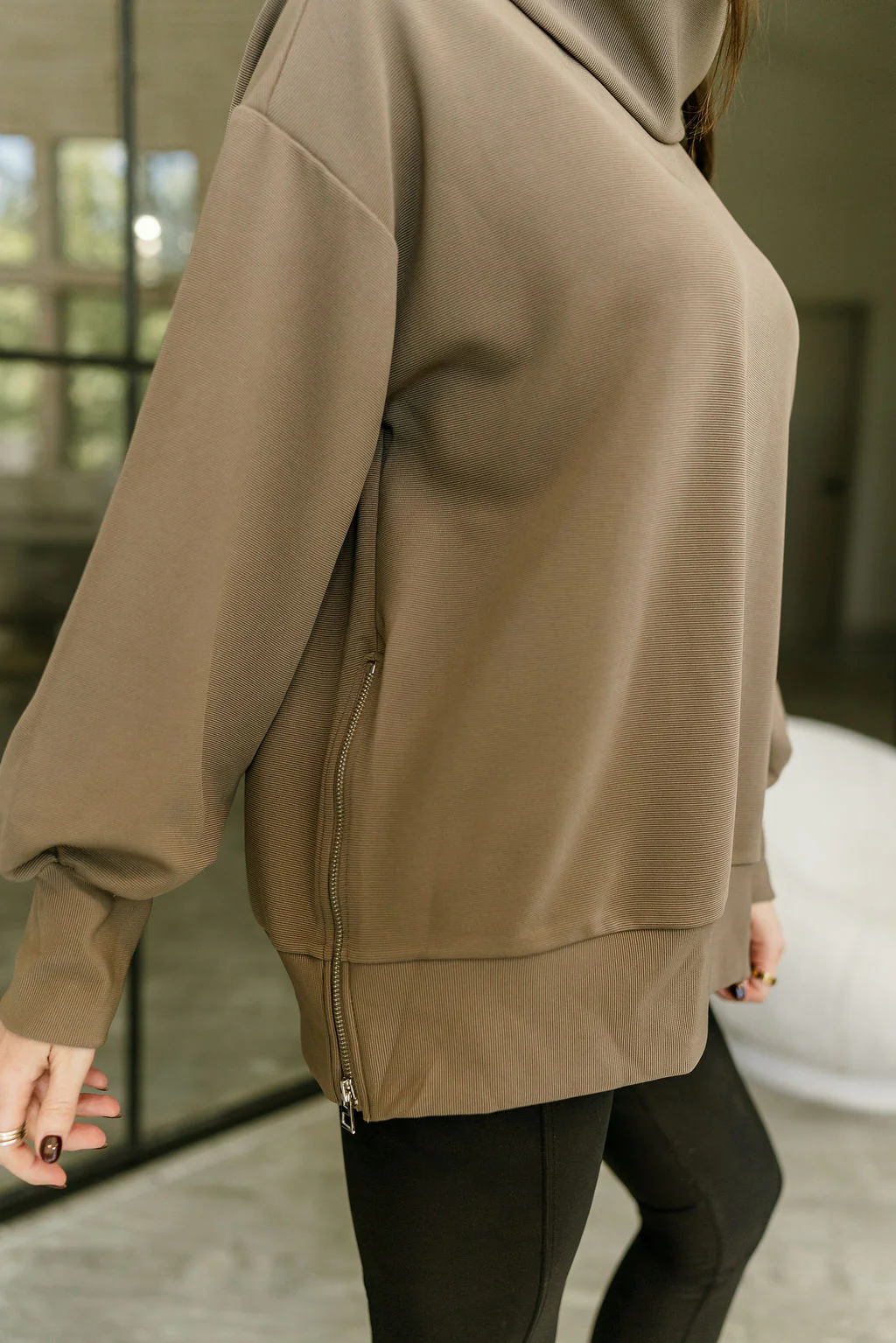 Wendy Mocha High Neck Sweatshirt - Image 5