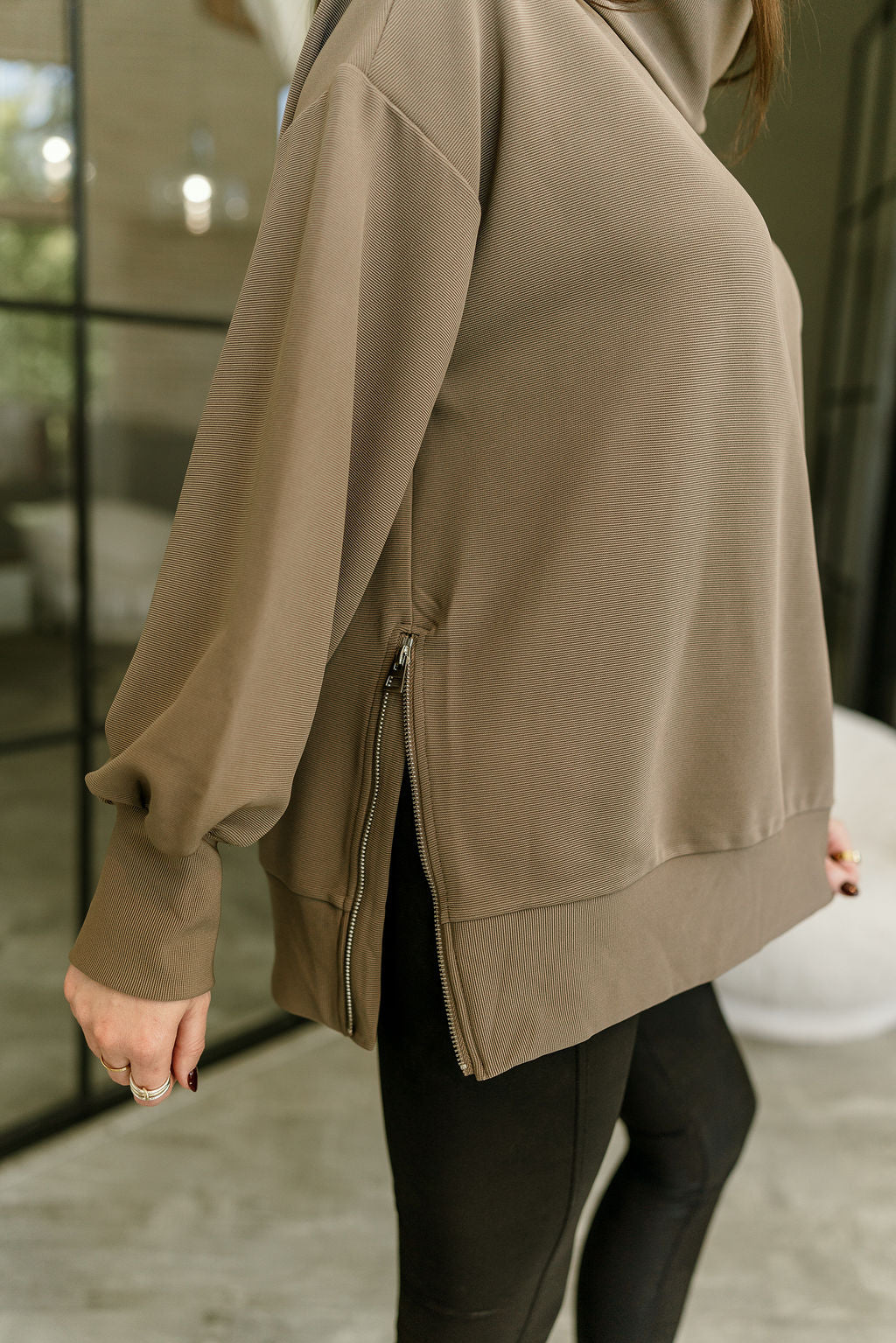 Wendy Mocha High Neck Sweatshirt - Image 6