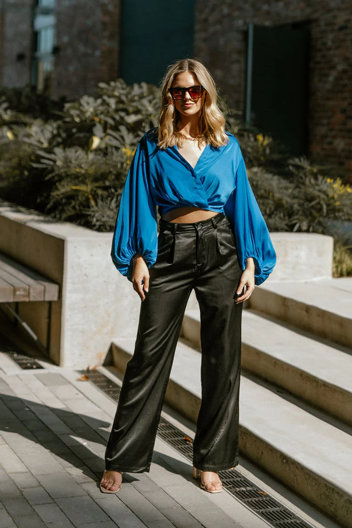 What's New Satin Top in Blue - Image 2
