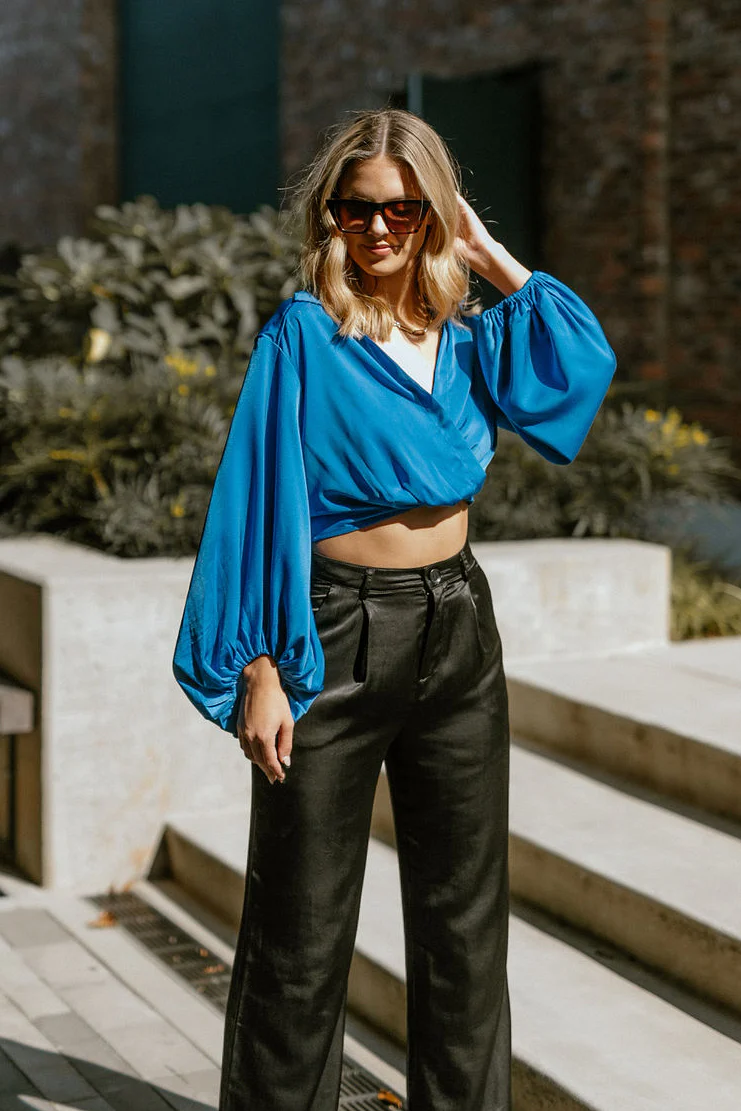 What's New Satin Top in Blue - Image 3