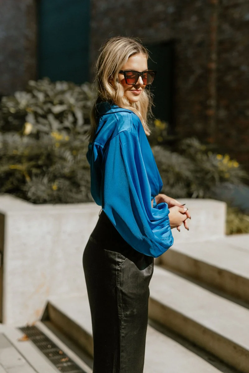 What's New Satin Top in Blue - Image 4