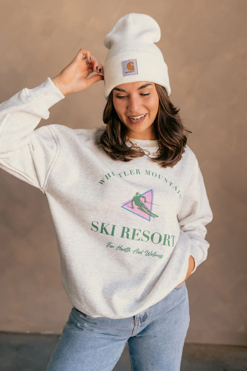 Whistler Mountain Ski Resort Heather Grey Sweatshirt - Image 2