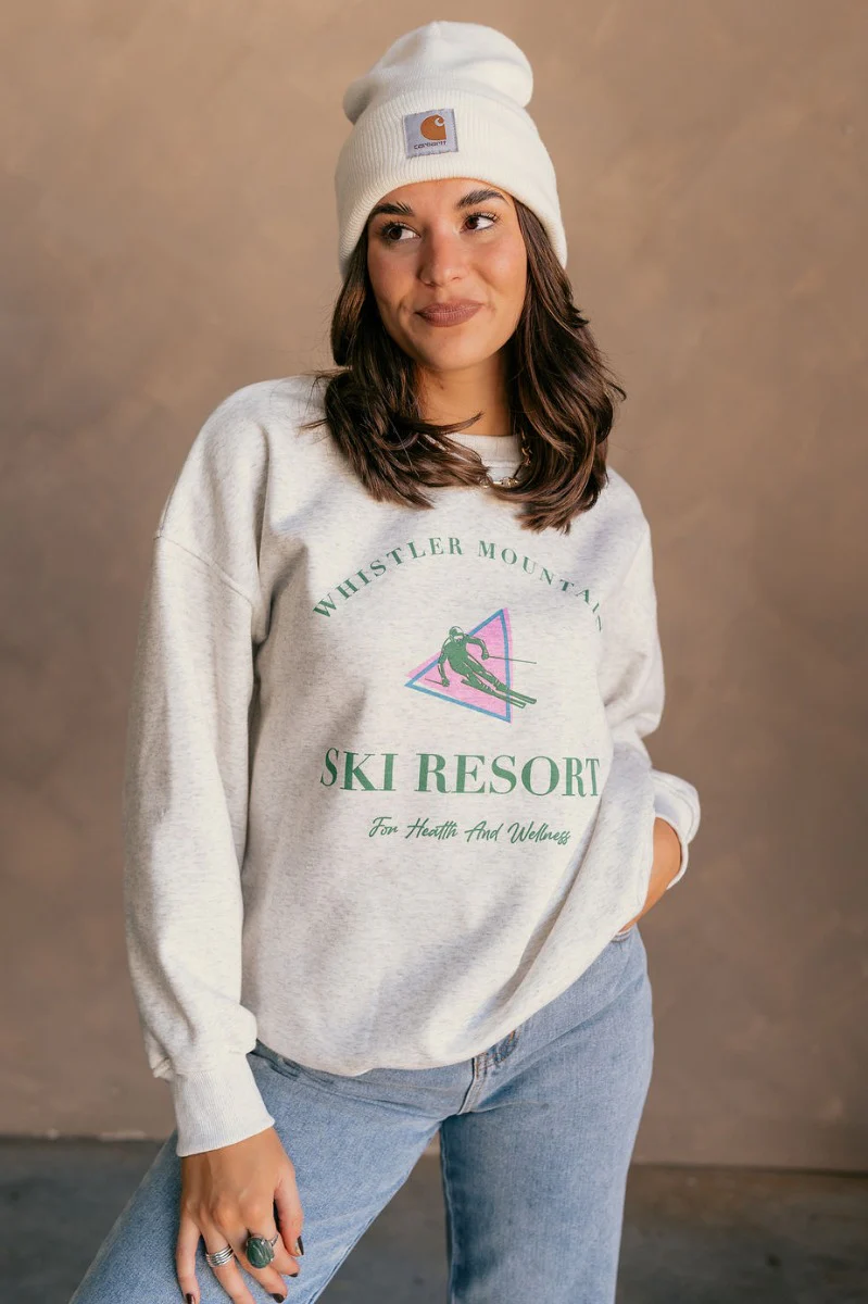 Whistler Mountain Ski Resort Heather Grey Sweatshirt - Image 3