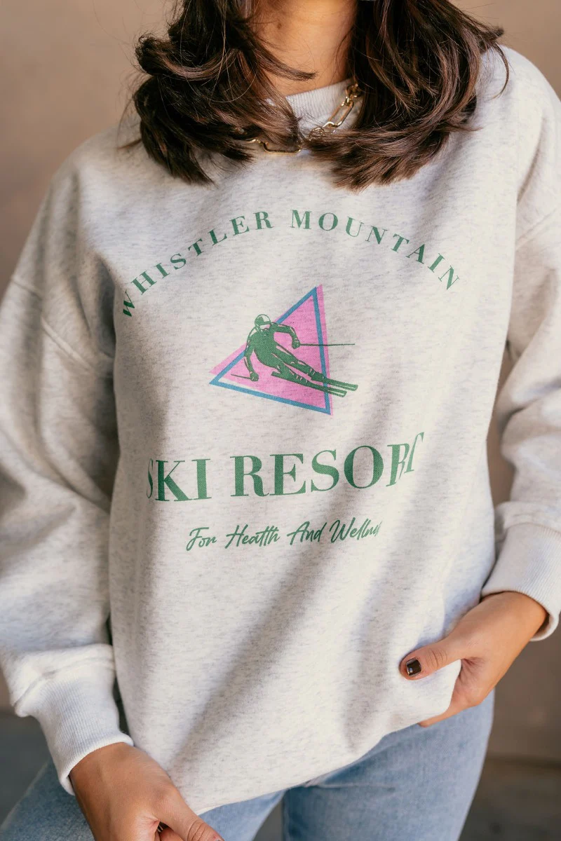 Whistler Mountain Ski Resort Heather Grey Sweatshirt - Image 4