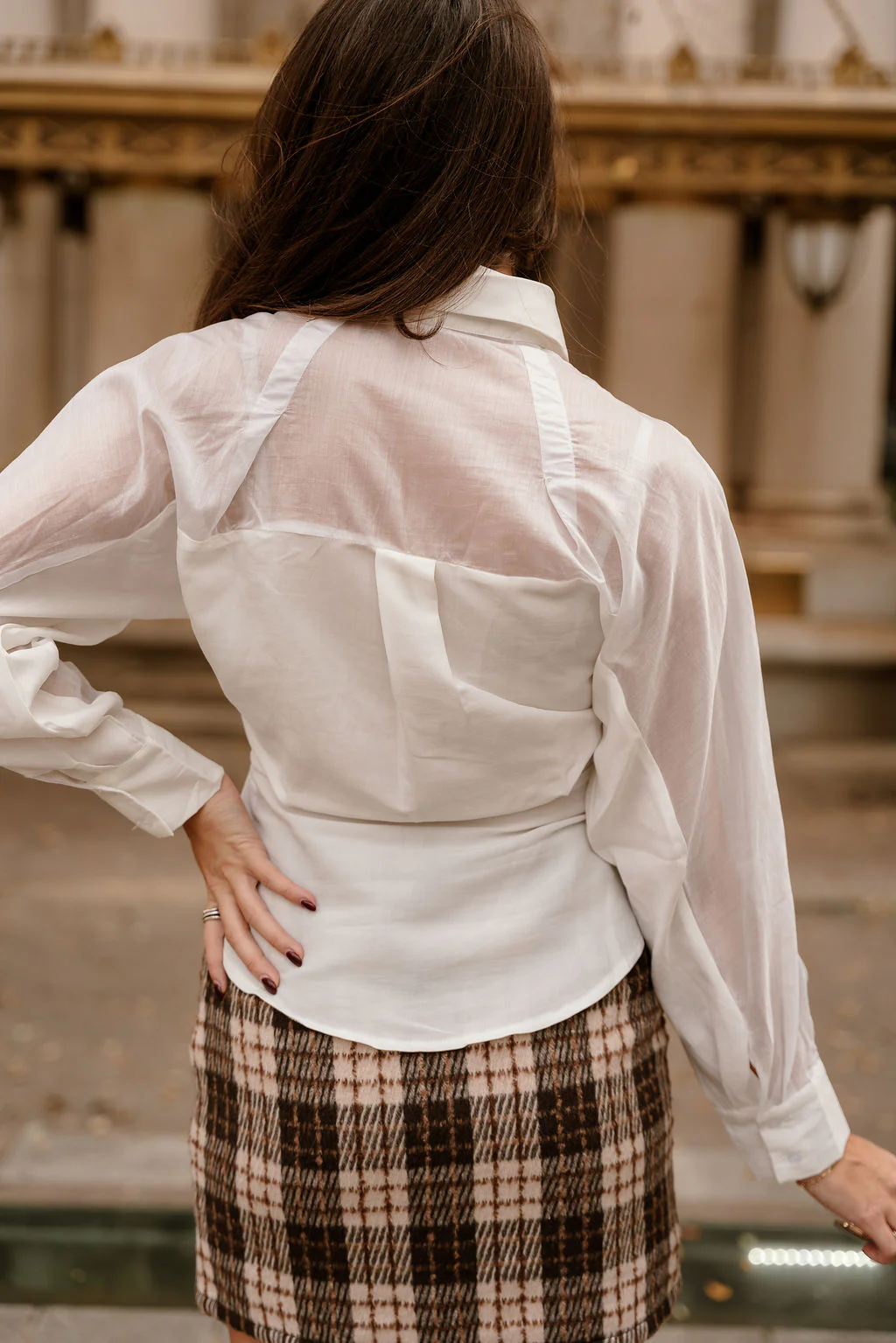 Elani White Sheer Button-Up Top - Image 5