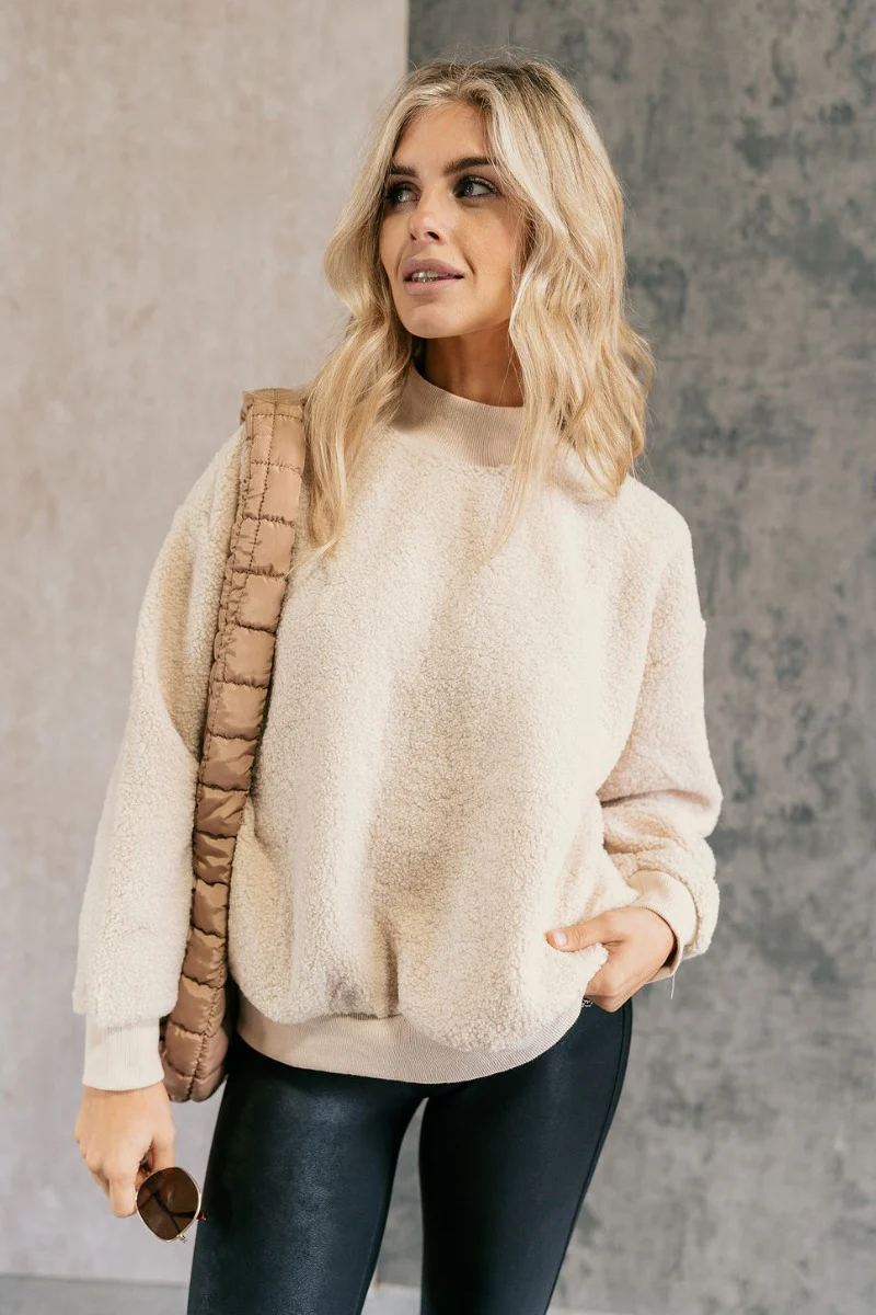 Willa Cream Sherpa Long Sleeve Top