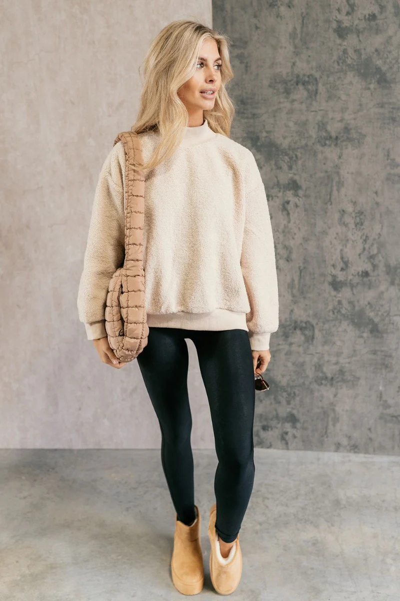 Willa Cream Sherpa Long Sleeve Top - Image 2