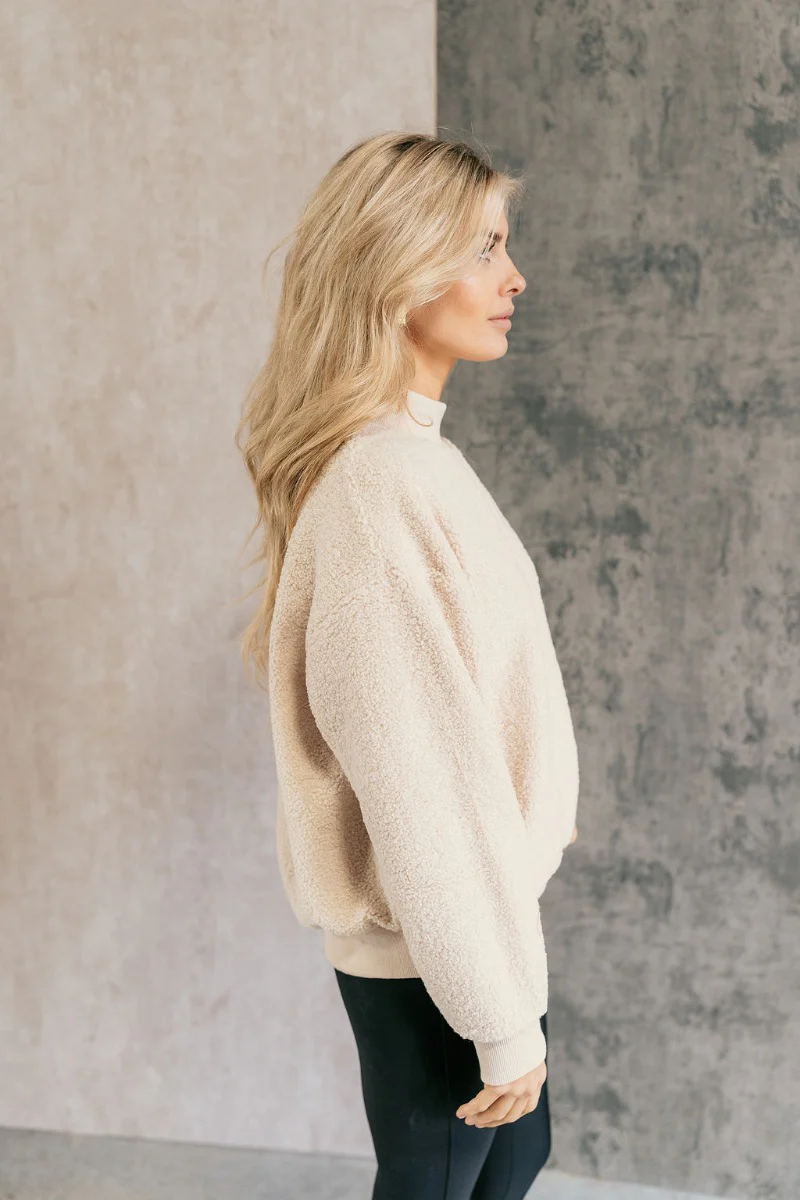 Willa Cream Sherpa Long Sleeve Top - Image 4