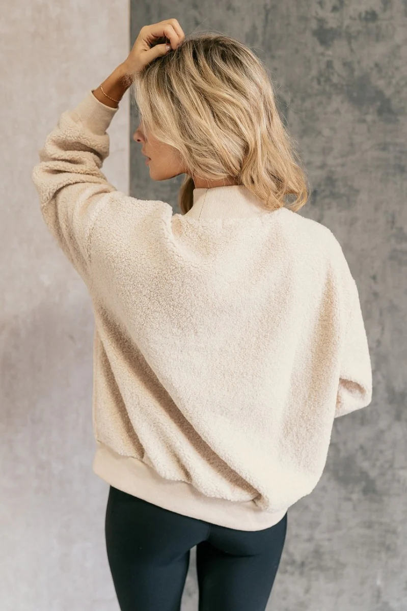 Willa Cream Sherpa Long Sleeve Top - Image 6