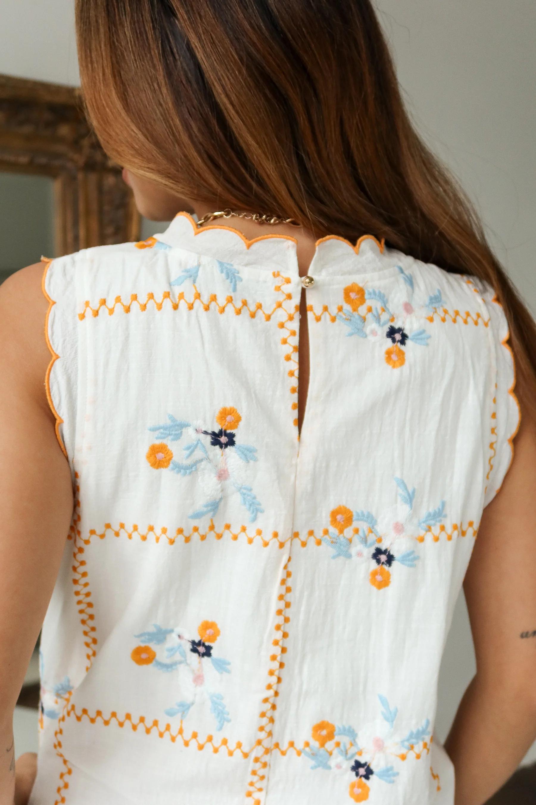 Willa White Multi Floral Scallop Mini Dress - Image 5