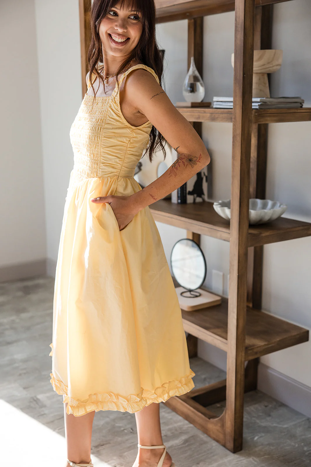 Willow Butter Yellow Midi Dress - Image 4