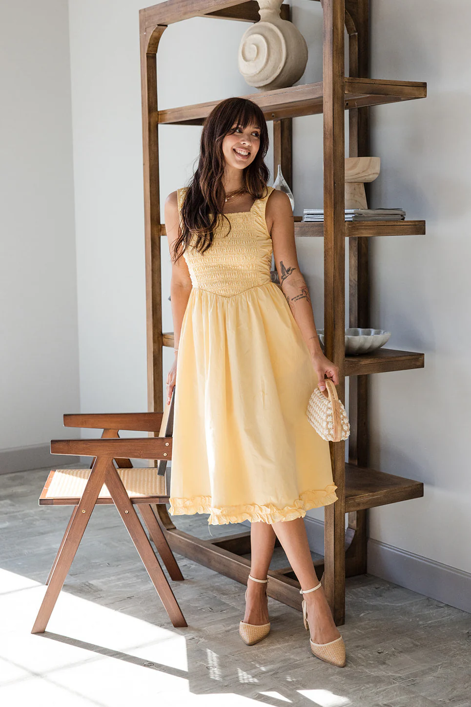 Willow Butter Yellow Midi Dress - Image 5