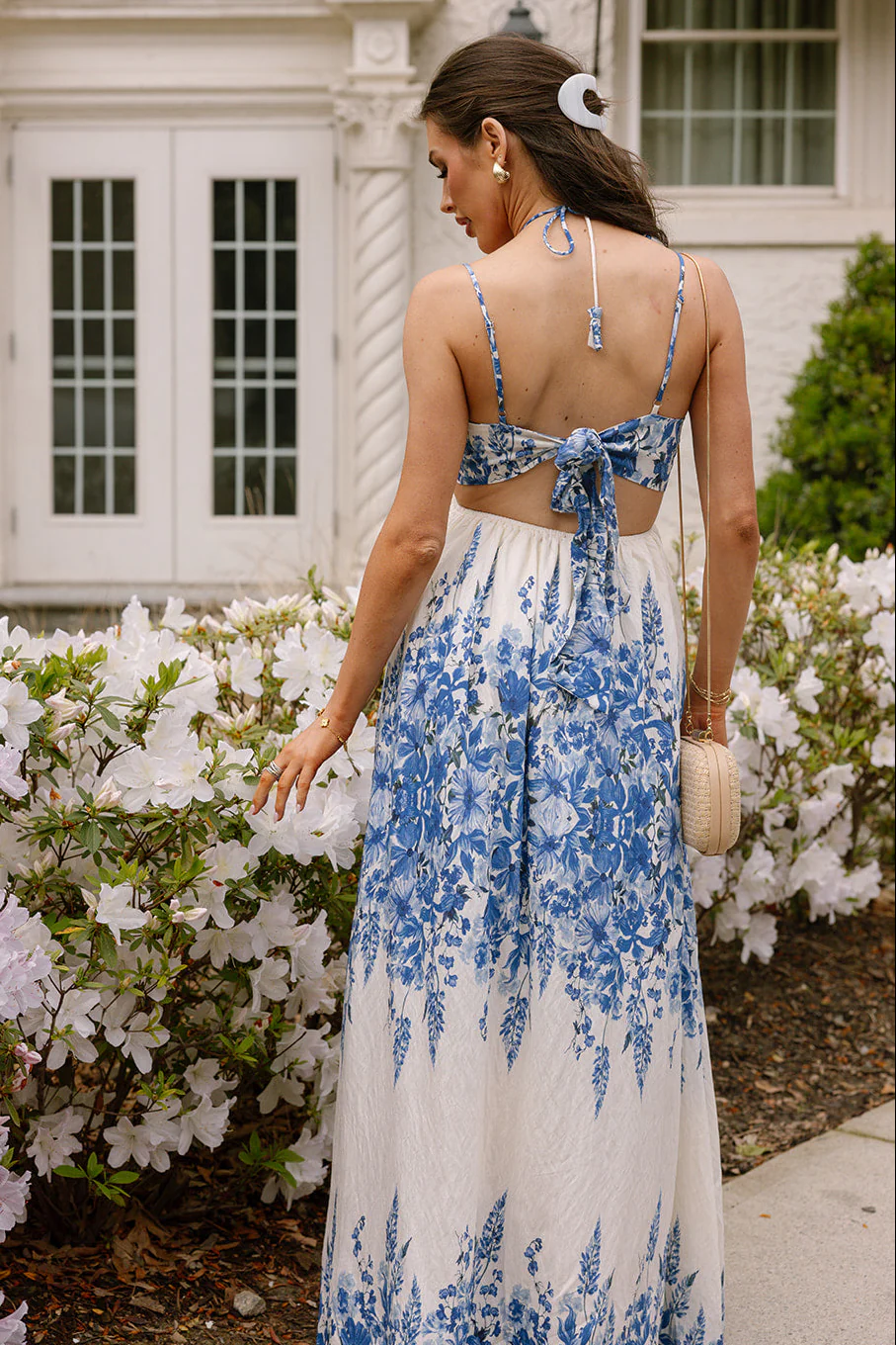 Willow Ivory & Blue Floral Midi Dress - Image 5