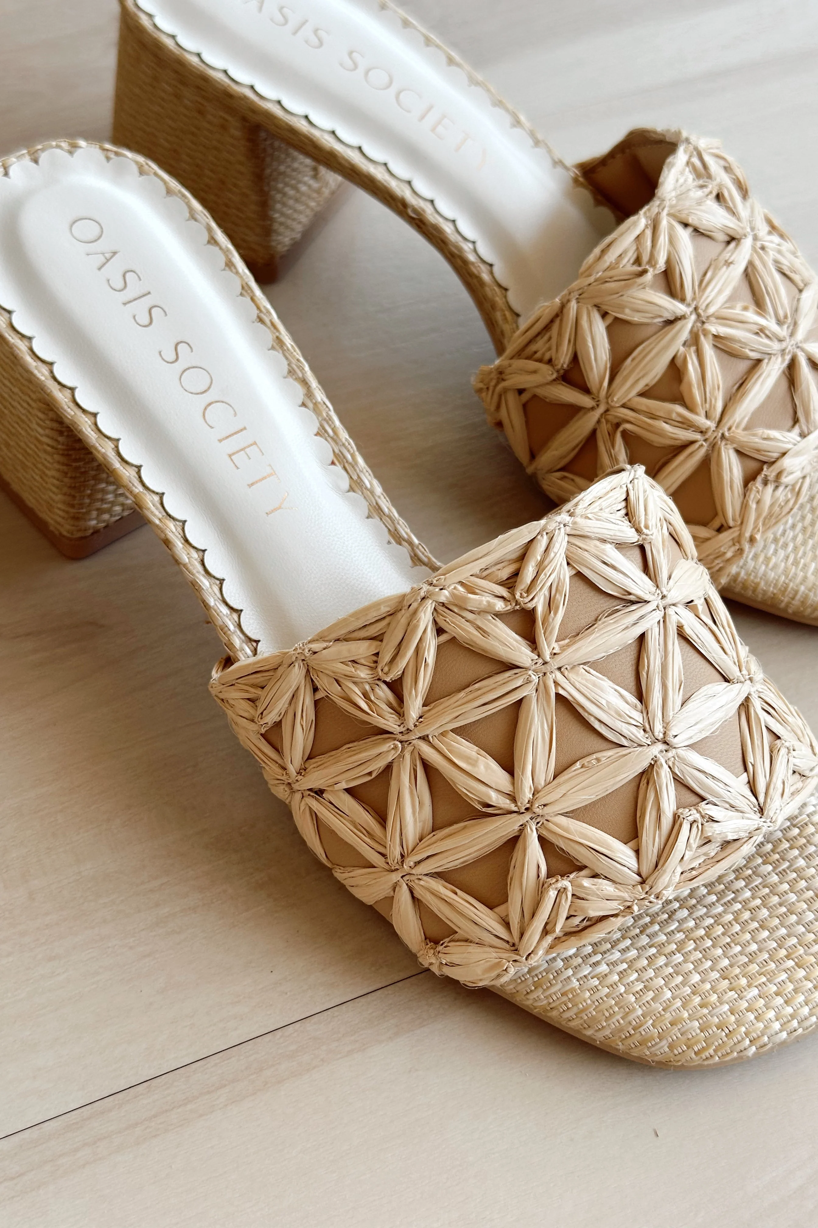 Winona Natural Straw Heel Sandal