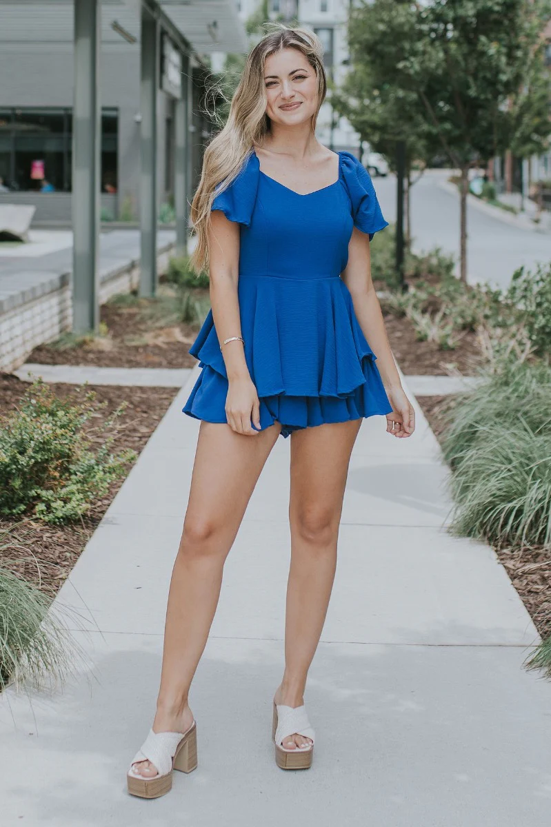 Wishful Thinking Romper in Blue