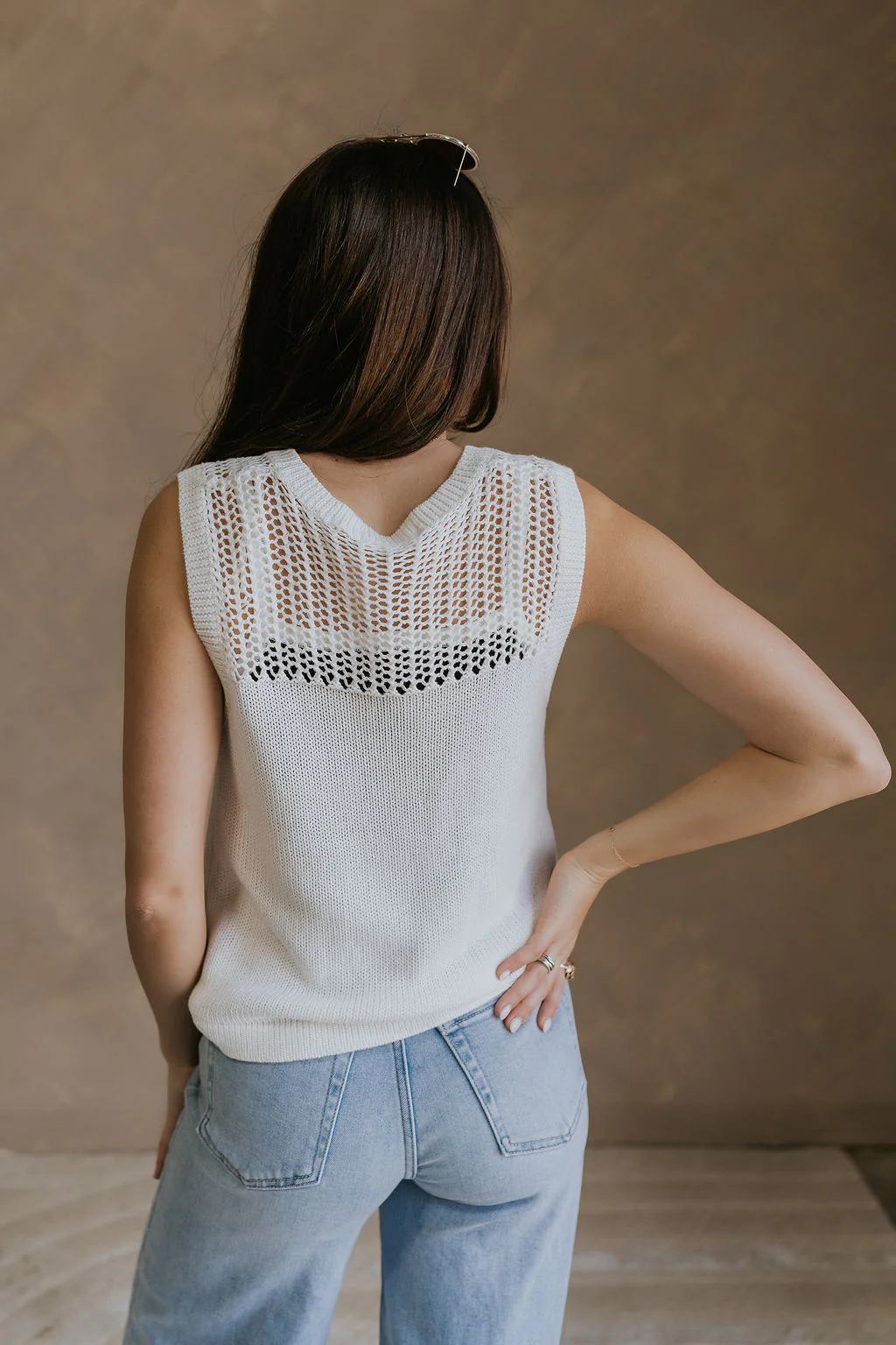 Elisa Cream Knit Sleeveless Tank - Image 5