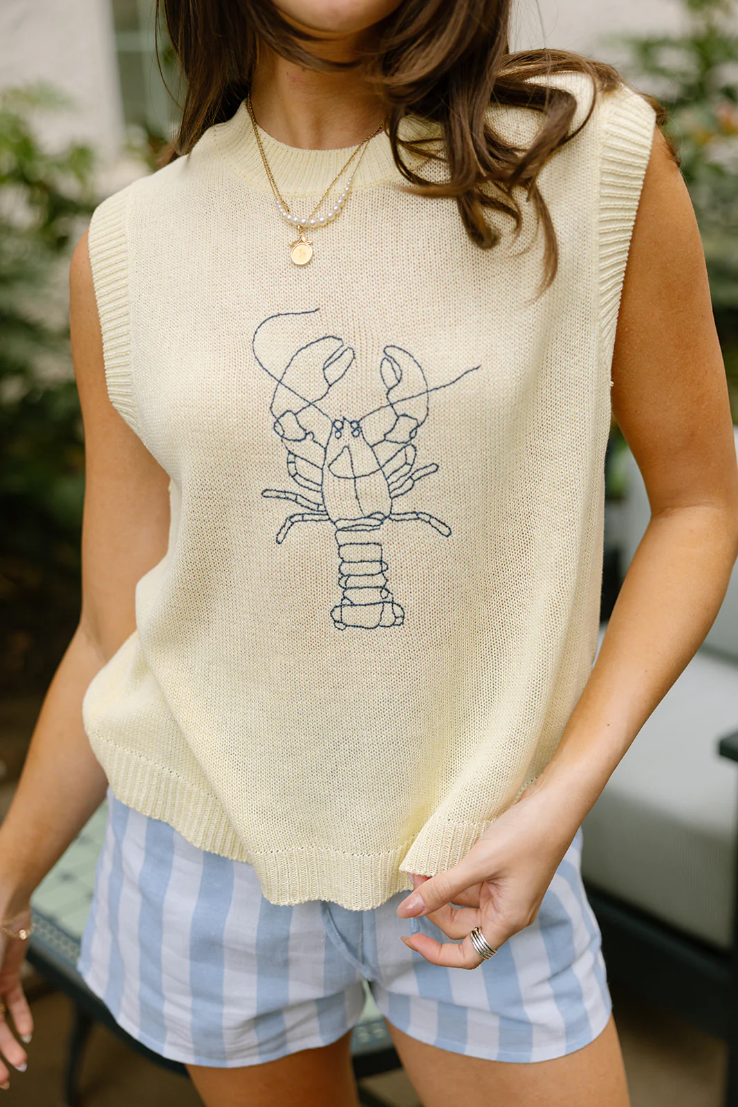 Nantucket Lobster Stitch Butter Yellow Tank - Image 3