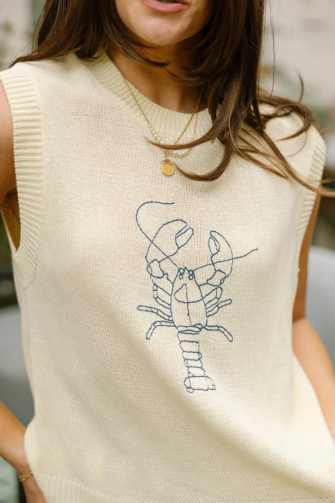 Nantucket Lobster Stitch Butter Yellow Tank - Image 4