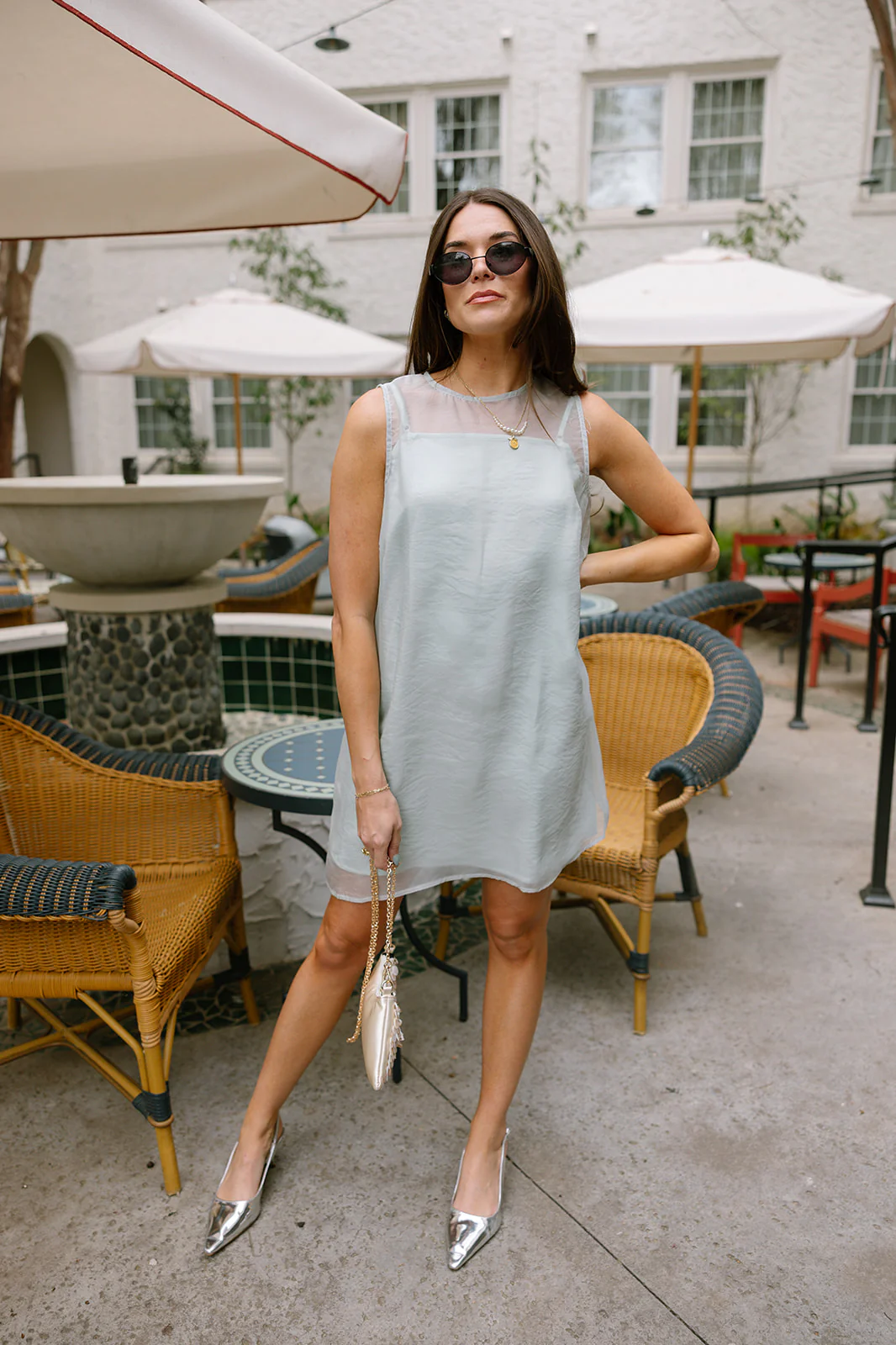Brielle Mint Sheer Mini Dress - Image 2
