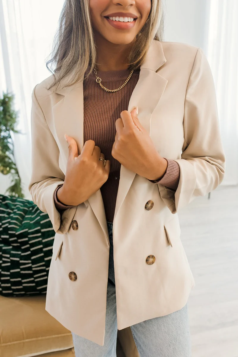 Working On It Blazer in Beige - Image 3
