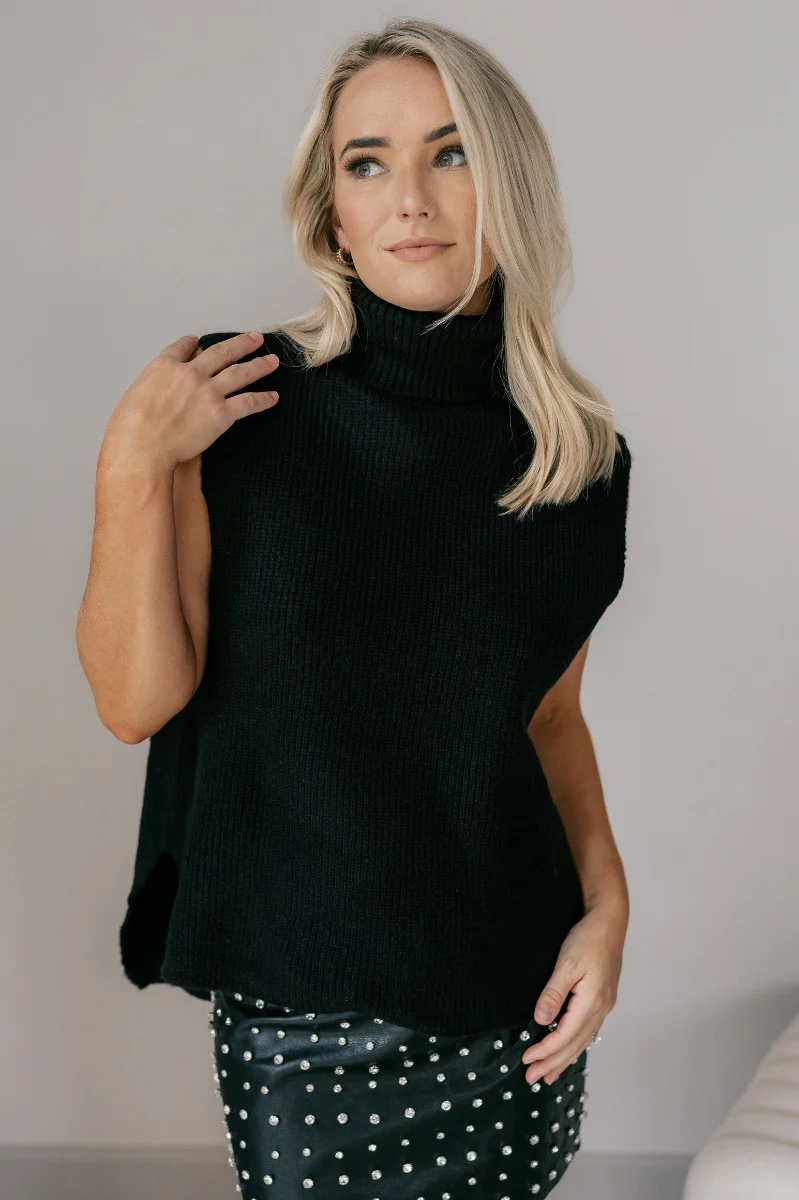 Wren Black Sleeveless Turtleneck Sweater - Image 4