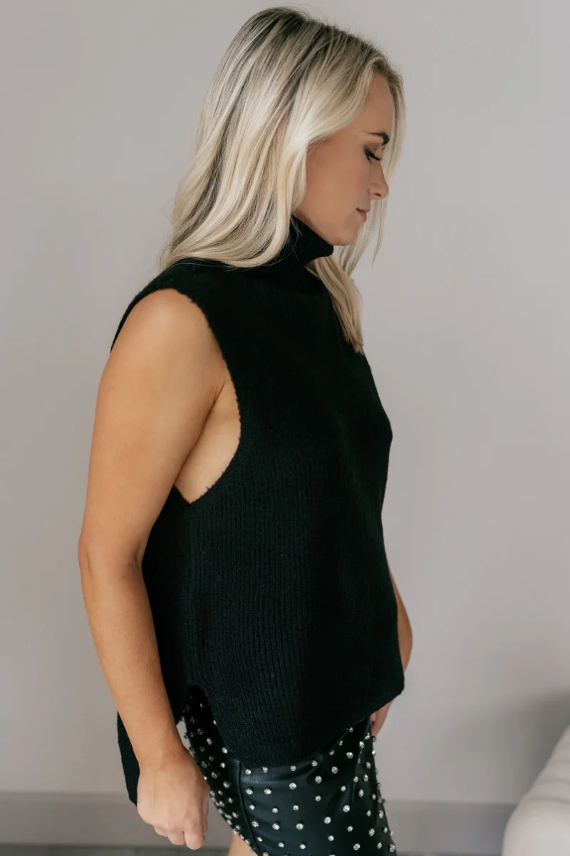 Wren Black Sleeveless Turtleneck Sweater - Image 5