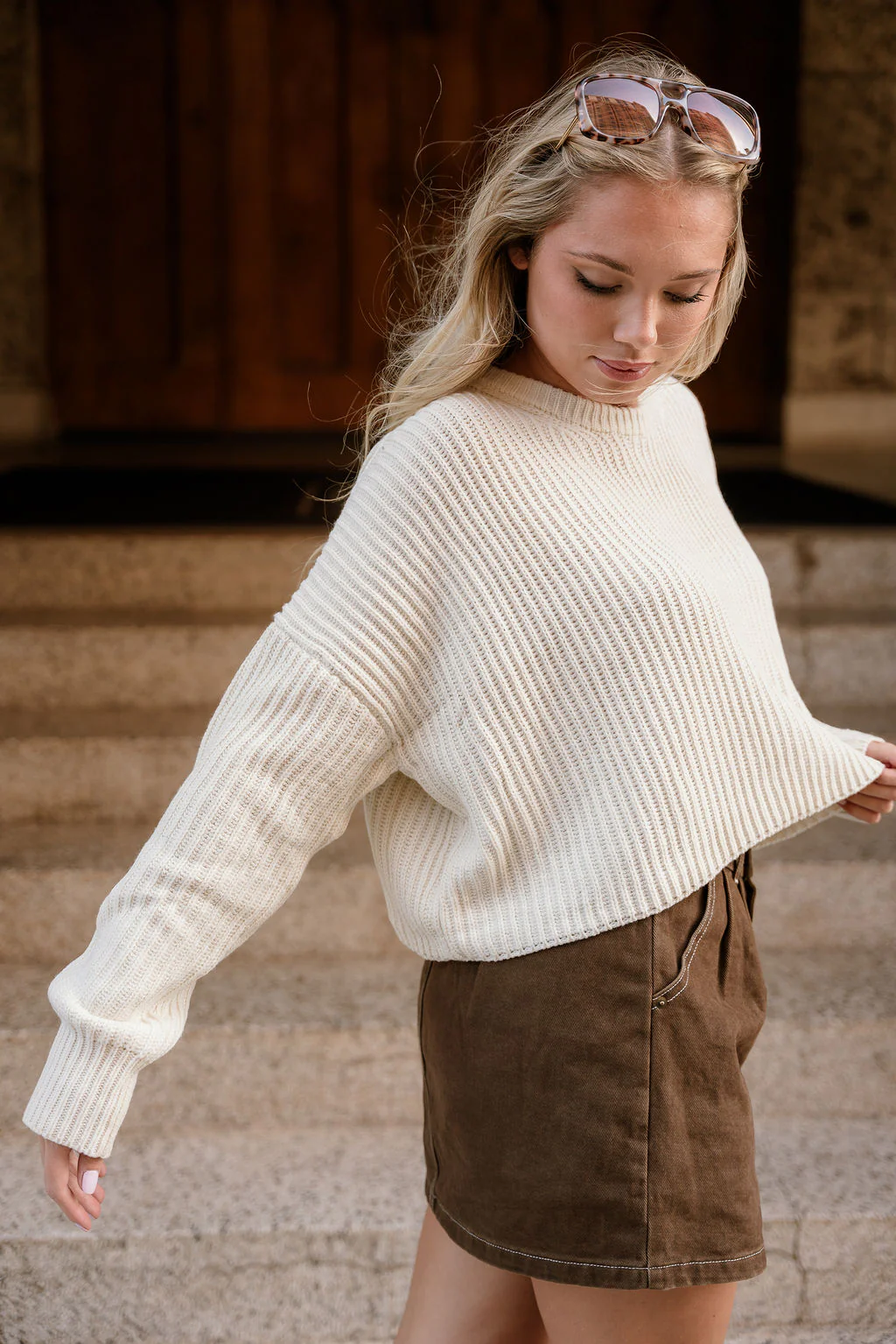 Wren Cream Knit Long Sleeve Sweater - Image 3