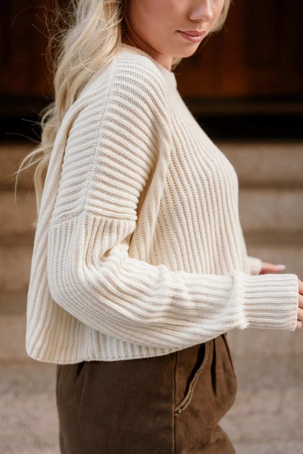 Wren Cream Knit Long Sleeve Sweater - Image 6
