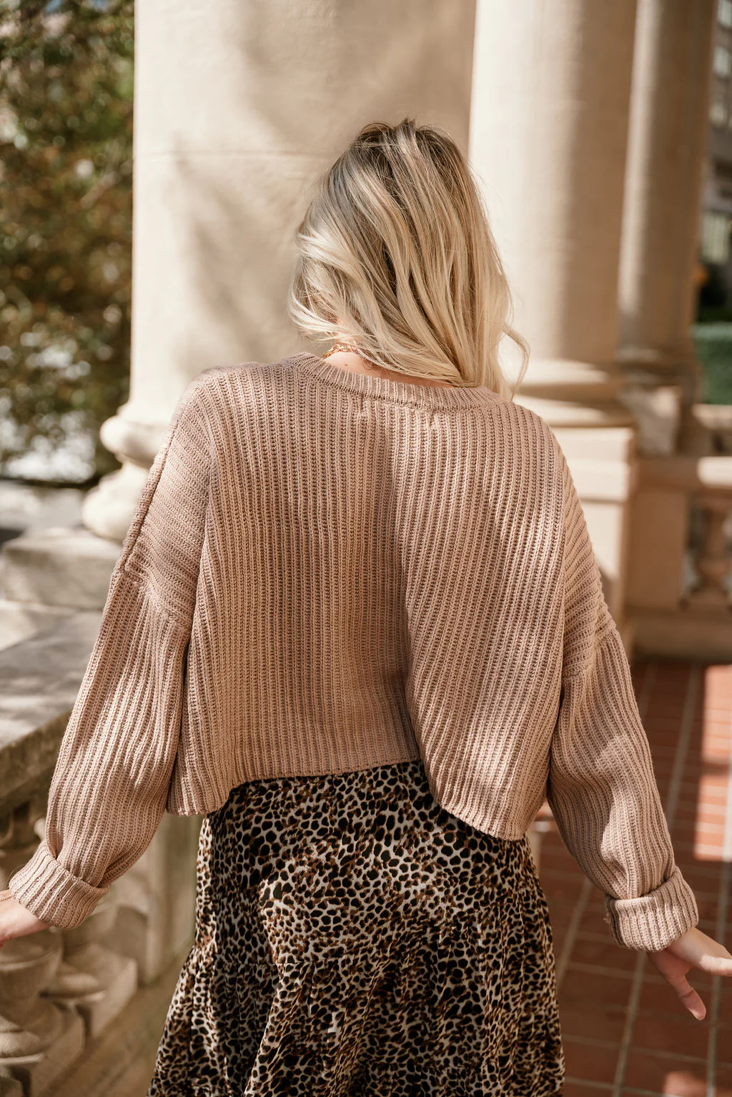 Wren Dark Taupe Knit Long Sleeve Sweater - Image 4