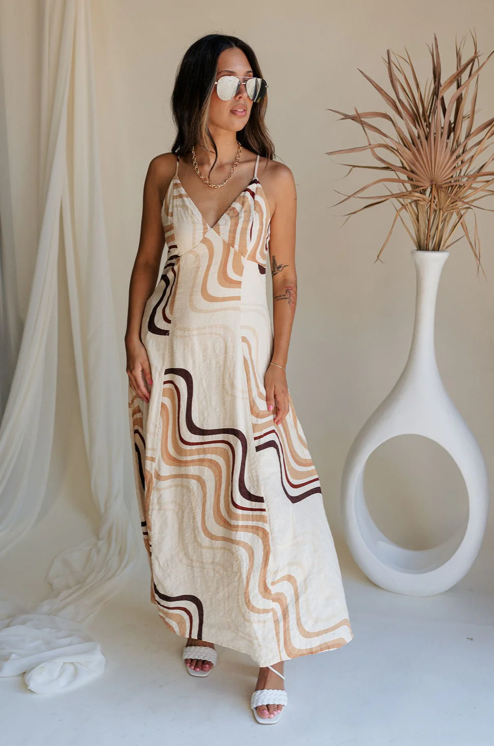 Wren Neutral Swirl Print Maxi Dress - Image 3