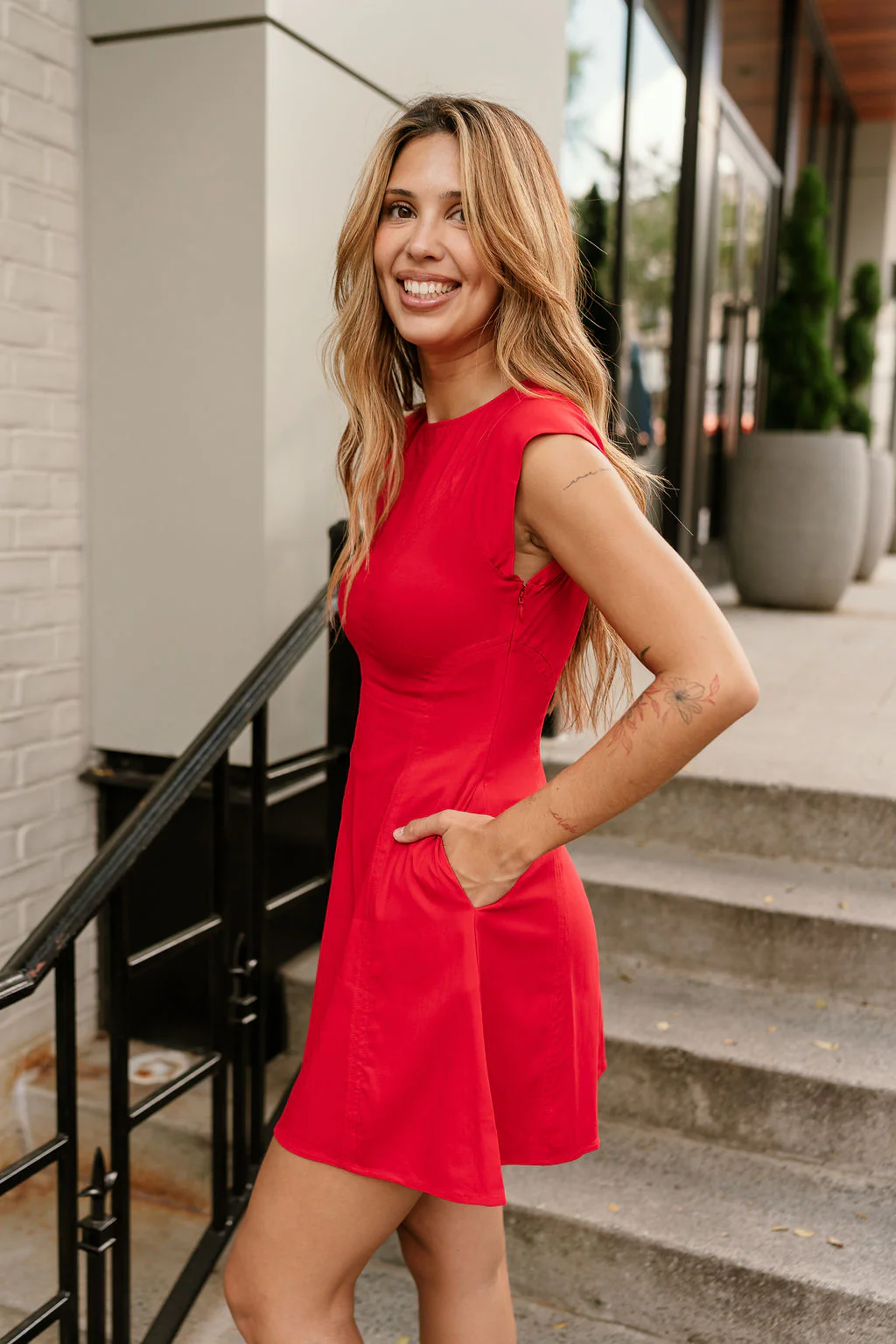 Wren Red Flare Sleeveless Mini Dress - Image 6