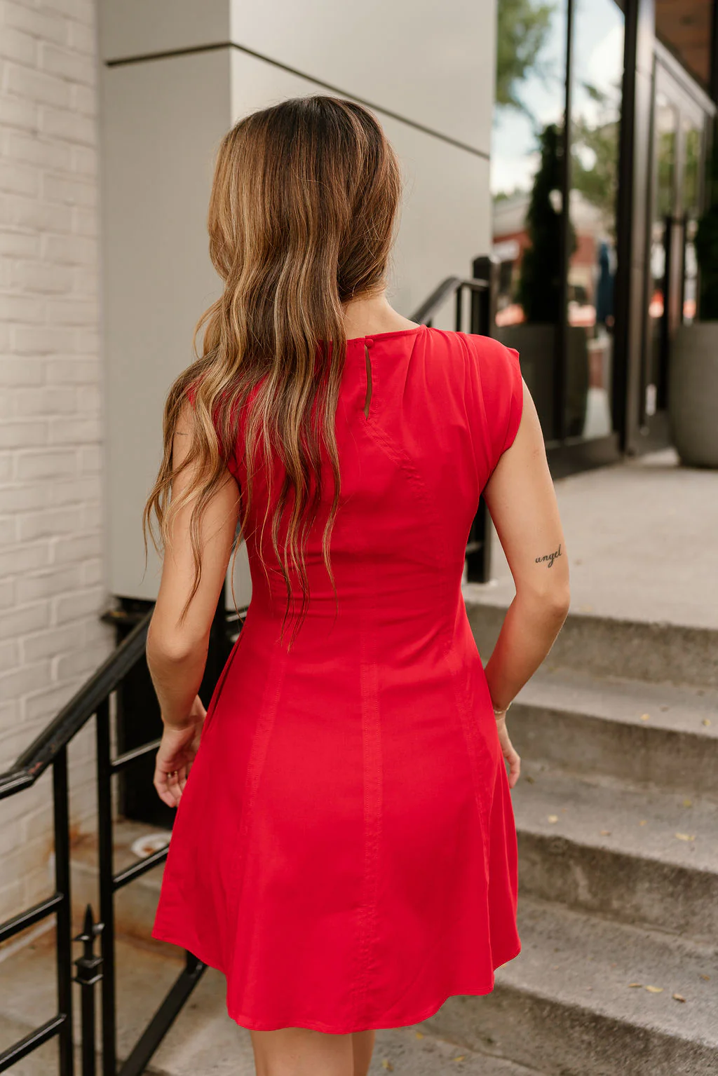 Wren Red Flare Sleeveless Mini Dress - Image 8