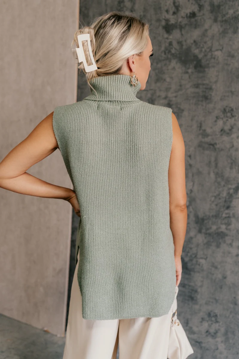 Wren Sage Sleeveless Turtleneck Sweater - Image 6