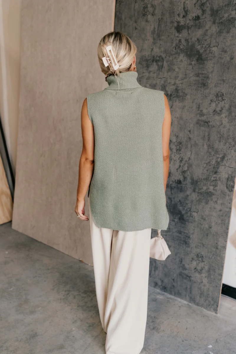 Wren Sage Sleeveless Turtleneck Sweater - Image 7
